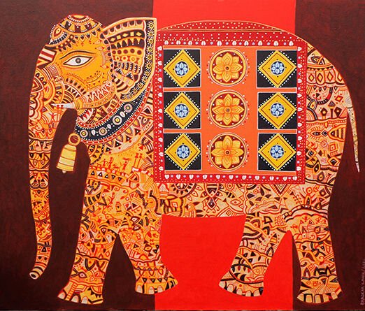 Golden Elephant - Acrylic on canvas - 3036 inchs