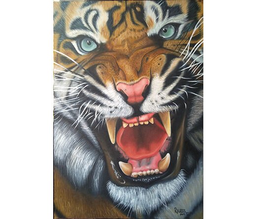 angry tiger 15 x 22