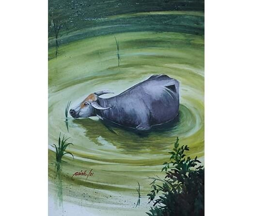 Asish Sarkar-water color on canvas- animal3