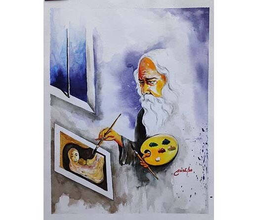 Asish Sarkar-water color on canvas- painting