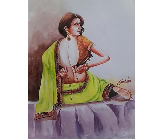 Asish Sarkar-water color on canvas- women1