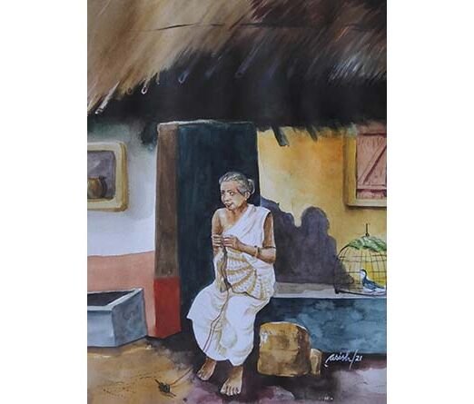 Asish Sarkar-water color on canvas- women7