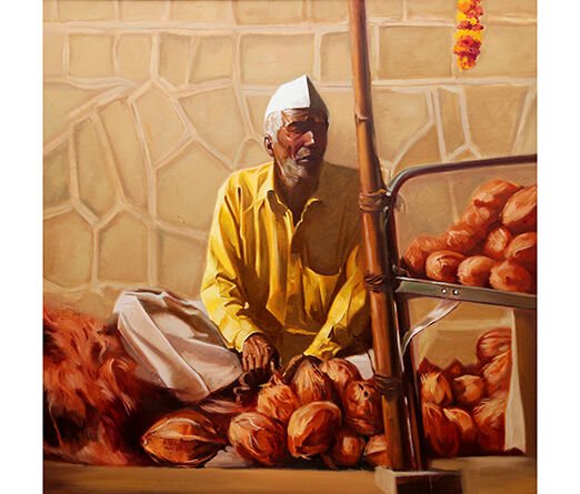 Coconut Seller_36X36_Oil On Canvas_SOLD