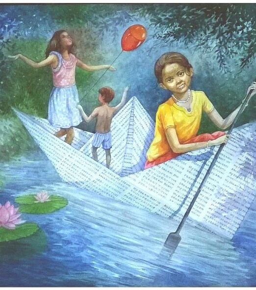 Dream boat-Watercolour on paper-Size-22x30inches