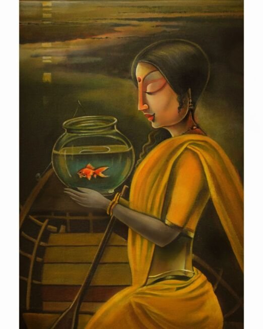 The Journey Medium Acrylic on Canvas- Size 12×18 - Sumon Naskar-min