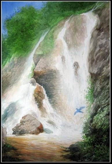 Waterfalls-Watercolour on British Waterford paper-Size-22x15 inches