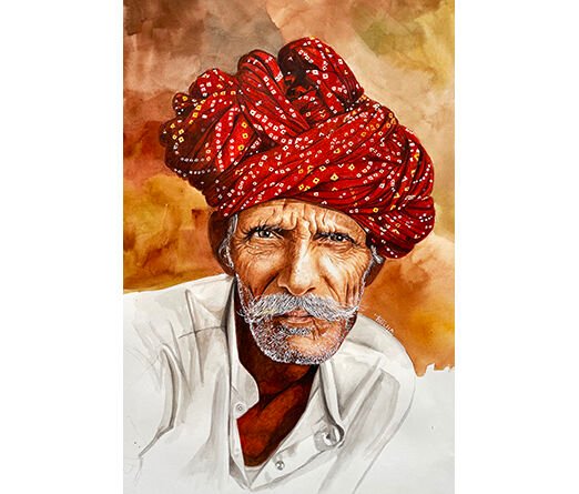 turban face-water color -size- 15x20 inches
