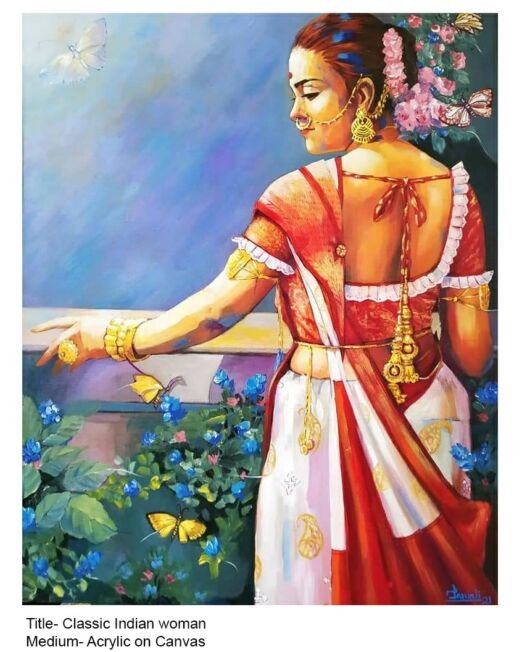 Title- Classic Indian woman Medium- Acrylic on Canvas Size- 24x30 inch