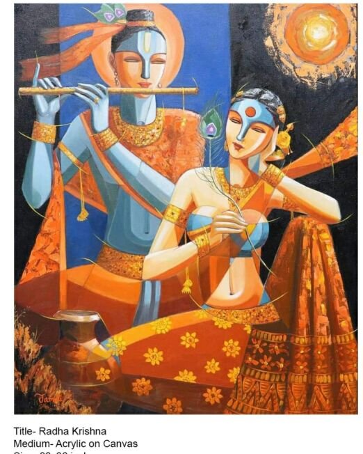 Title- Radha Krishna Medium- Acrylic on Canvas Size- 30x36 inch