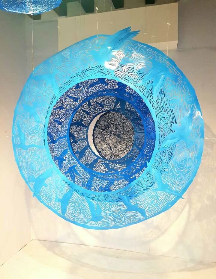 Murmuration Medium Hand cut paper Art and Spray Paint Arts Crafts